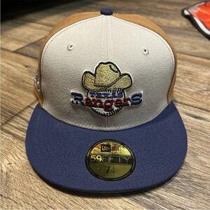 New Era 59FIFTY Texas Rangers MLB Cap Tan Blue White Size 7 1/4